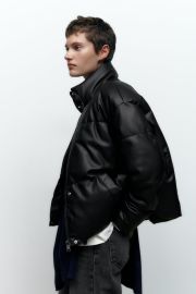 FAUX LEATHER PUFFER JACKET - Black United States at Zara